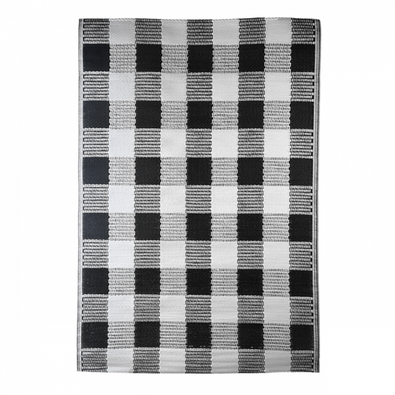 Tapis de jardin à carreaux - 182 x 122 x 0,4 cm - Noir/ Blanc