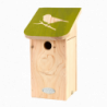 Nichoir mésange bleue pochoir - 15,7 x 14,7 x 27,8 cm - Beige et vert