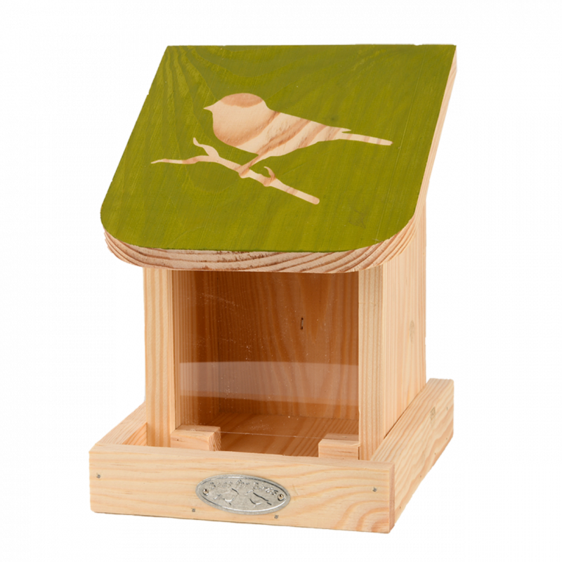 Silo mangeoire oiseaux pochoir - L 16,8 x l 14,8 x H 20,2 cm - Beige