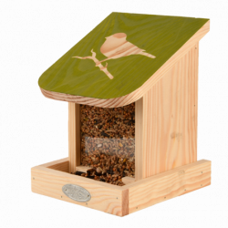 Silo mangeoire oiseaux pochoir - L 16,8 x l 14,8 x H 20,2 cm - Beige