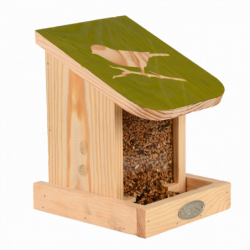 Silo mangeoire oiseaux pochoir - L 16,8 x l 14,8 x H 20,2 cm - Beige