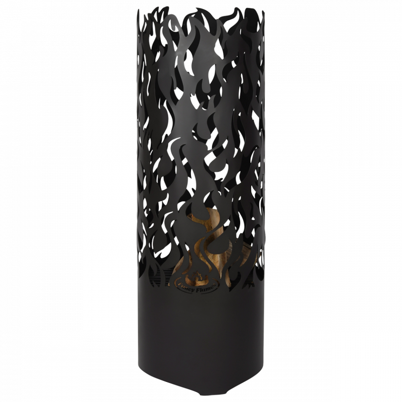 Brasero cylindre - Flammes  - D 39 x 118 cm - Noir