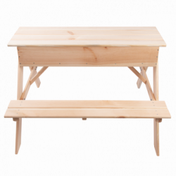 Table de pique nique 2 en 1 avec bac à sable pour 4 enfants - 93 x 88 x H 60 cm - Bois de pin