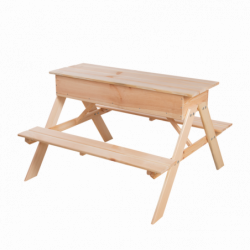 Table de pique nique 2 en 1 avec bac à sable pour 4 enfants - 93 x 88 x H 60 cm - Bois de pin