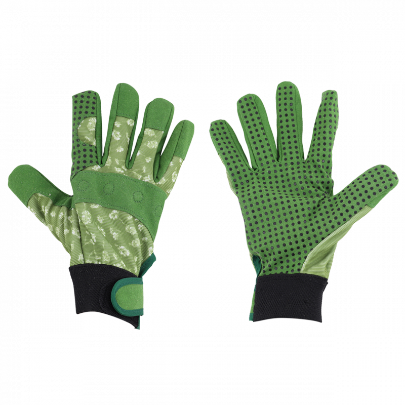 Gants de protection jardin grip & velcro - Taille L - Motifs imprimés