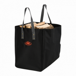 Sac porte bois d'allumage noir - Grandes poignées - L 27,5 x H 37 cm - Polyester