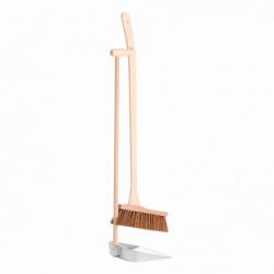 Set de nettoyage balai et pelle à long manche - L 25,5 x H 90,5 cm - Bois de hêtre, acier