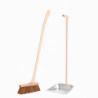 Set de nettoyage balai et pelle à long manche - L 25,5 x H 90,5 cm - Bois de hêtre, acier