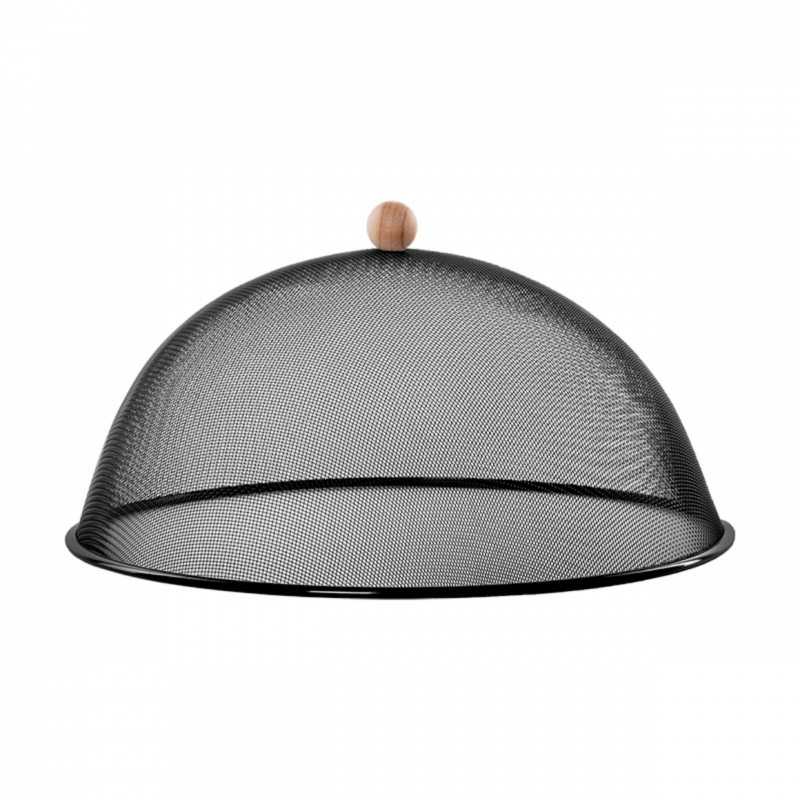 Cloche Alimentaire - Noir - L - D43 x H 21,7 cm - Fer, bouleau