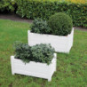 Set de 2 bacs de plantations rectangulaires - Blanc - 59 x 30 x 30 cm et 79 x 40 x 40 cm - Pin