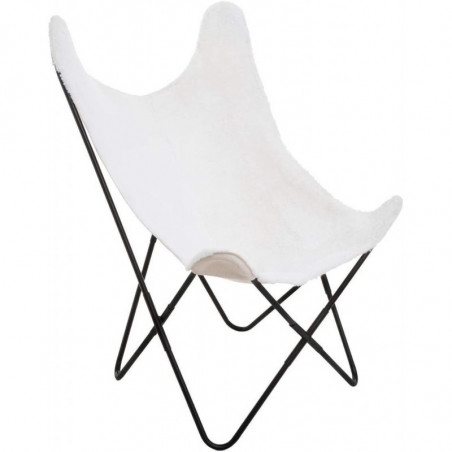 Fauteuil à fourrure - Oslo - L 79 x P 70 x H 101 cm - Blanc