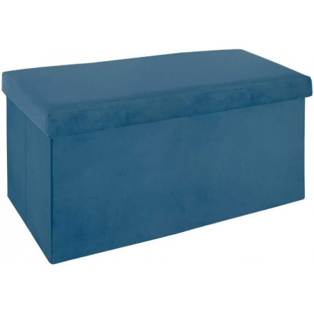 Banc en velours - Tess - L 76 x P 38 x H 38 cm - Bleu