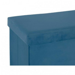 Banc en velours - Tess - L 76 x P 38 x H 38 cm - Bleu