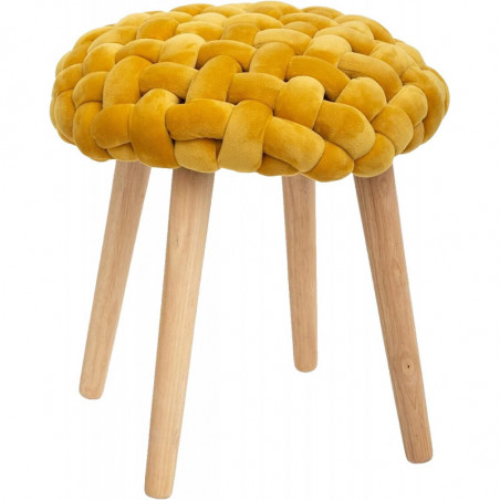 Tabouret en velours - Cosy - L 39 x P 39 x H 42,5 cm - Moutarde