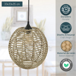 Suspension en rotin - Rana - D 33 x H 35 cm - Beige