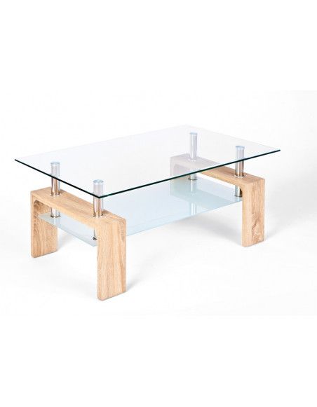 Table basse rectangulaire - Double plateau en verre