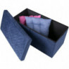 Banc de rangement pliable en velours - 76 x 38 x H 38 - Bleu