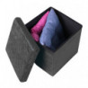 Pouf de rangement carré pliable en velours - 37.5 x H 37,5 cm - Noir