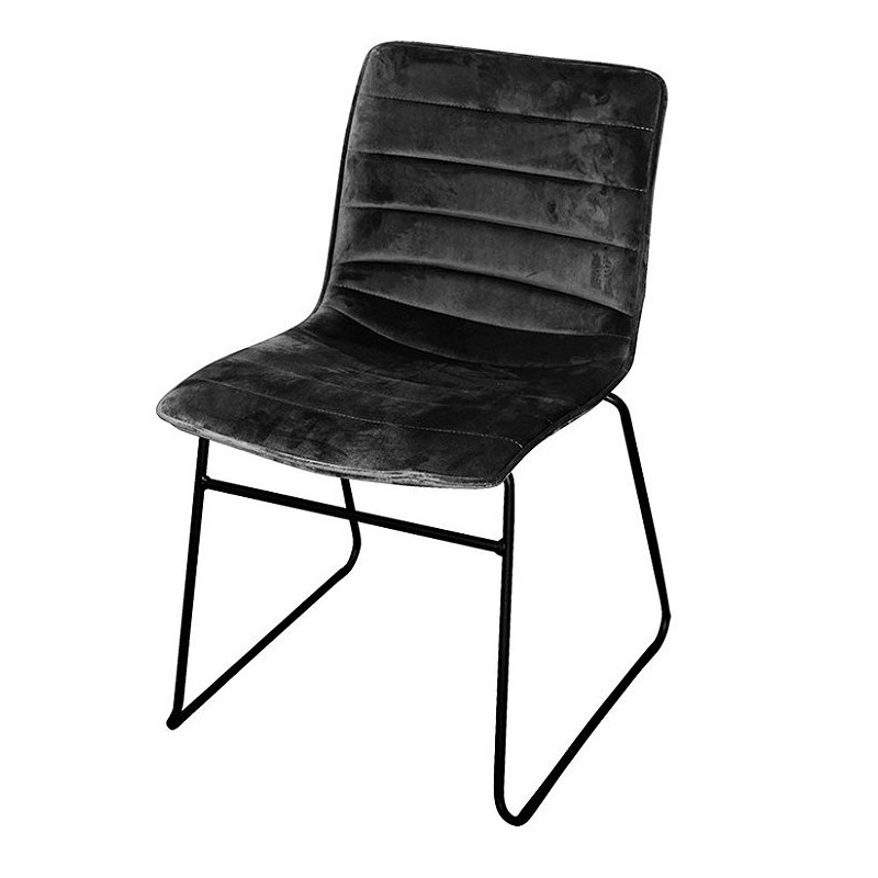 Chaise BROOKLYN en velours - 55 x 45 x H 47/78cm - Noir