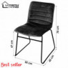 Chaise BROOKLYN en velours - 55 x 45 x H 47/78cm - Noir