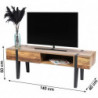 Meuble TV BRAMS 1 tiroir - Bois, noir mat - Métal et bois - 140 x 40 x H50 cm