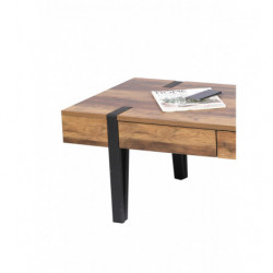 Table basse BRAM 2 tiroirs - Bois, noir mat - Métal et bois - 120 x 55 x H 40cm