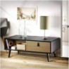 Table basse CHELSEA 1 porte avec motifs - Bois clair et noir 120 x 40 x H 40 cm