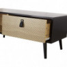 Table basse CHELSEA 1 porte avec motifs - Bois clair et noir 120 x 40 x H 40 cm