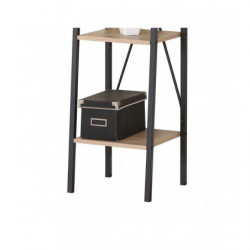 Etagère 4 niveaux COLORADO - Noir mat et chêne clair - Bois et métal - 148 x 34 x P 32.5 cm