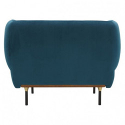 Fauteuil en velours - Bleu canard - L 1m13 - Marque Atmosphera