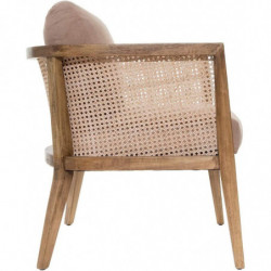 Fauteuil en bois et cannage rotin - Taupe - H 78 cm