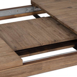 Table à manger extensible en bois massif d'acacia - Marron - L 180 x P 90 x H 76 cm