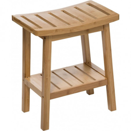 Tabouret avec petit rangement d'appoint en bambou - Marron - L 39,5 x H 46 cm