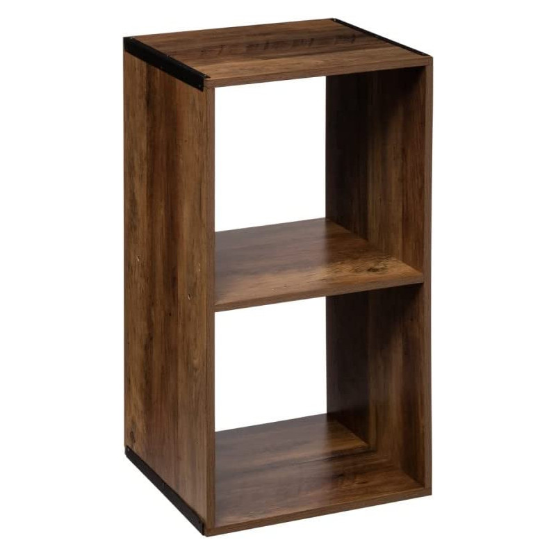 Etagère 2 rangements en bois - Marron - L 34,5 x P 32 x H 67,5 cm - Collection Mix n'modul