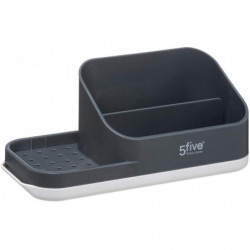 Organisateur d'évier 4en1 avec distributeur de savon 0.3 L et compartiment à éponge 0.3 L - Gris - L 21,5 cm - Collection Néo