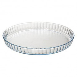 Plat à tarte en verre avec couvercle - Transparent/gris - D 31 cm - Collection Keepeat