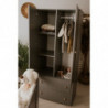 Armoire dressing à 2 portes + 2 tiroirs en bois Pauline - Gris - H 183 x l 80 x P 55 cm