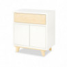 Commode Lydia 2 portes + 1 tiroir - Blanc et beige - H 88 x L 80 x P 45 cm