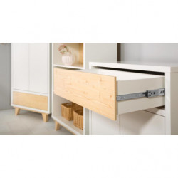 Commode Lydia 2 portes + 1 tiroir - Blanc et beige - H 88 x L 80 x P 45 cm