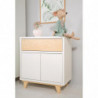 Commode Lydia 2 portes + 1 tiroir - Blanc et beige - H 88 x L 80 x P 45 cm