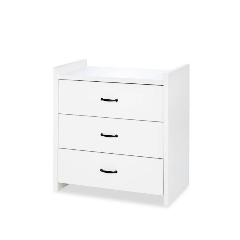 Commode Amelia 3 tiroirs - Blanc - 84 x 87 x 46