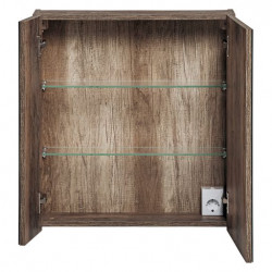 Cabinet en bois avec miroir Rosario Oak - Marron - H 65 x L 60 x P 17 cm