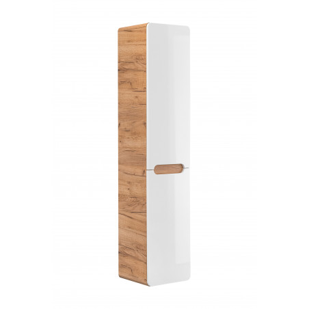 Armoire haute en bois avec panier à linge intégré - H 170 x L 35 x P 35 cm - Archipel White