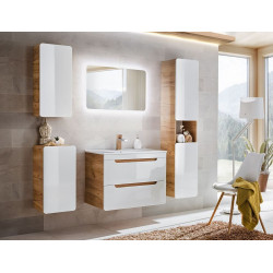 Armoire haute en bois avec panier à linge intégré - H 170 x L 35 x P 35 cm - Archipel White