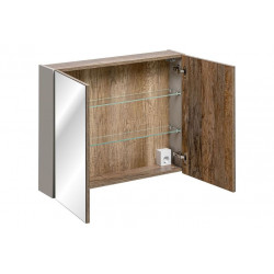 Cabinet miroir de salle de bain - Taupe - H 65 x L 80 x P 17 cm. - Rosario Taupe