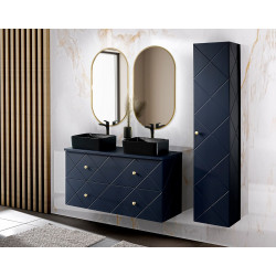 Armoire de rangement de salle de bain en bois - Bleu - H 170 x L 35 x P 33 cm - Aurore Blue