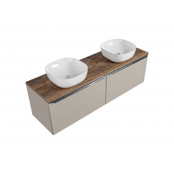 Meuble sous vasque en bois - Taupe - H 46 x L 80 x P 45,6 cm - Rosario Taupe