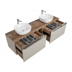 Meuble sous vasque en bois - Taupe - H 46 x L 80 x P 45,6 cm - Rosario Taupe