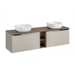 Meuble sous vasque en bois - Taupe - H 46 x L 80 x P 45,6 cm - Rosario Taupe