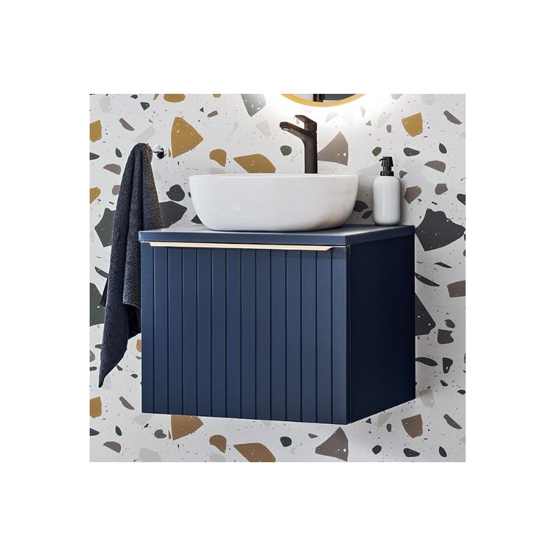 Ensemble meuble vasque + cabinet miroir - 60 cm - Rosario Deep Blue